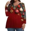 Women's Fashionable Casual Long Sleeved Plus Size  Print Top Plus Size Floral Print Top
