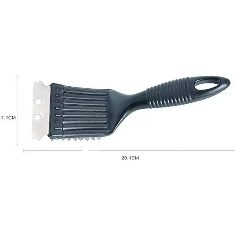 Heavy Duty Stainless Steel BBQ Grill Brush Multi Functional Barbecue Cleaning Tool with Scraper for Outdoor Cooking Accessories