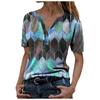 Fashion Women's Summer Printed Short Sleeve V- Neck Collar T-Shirt Tops