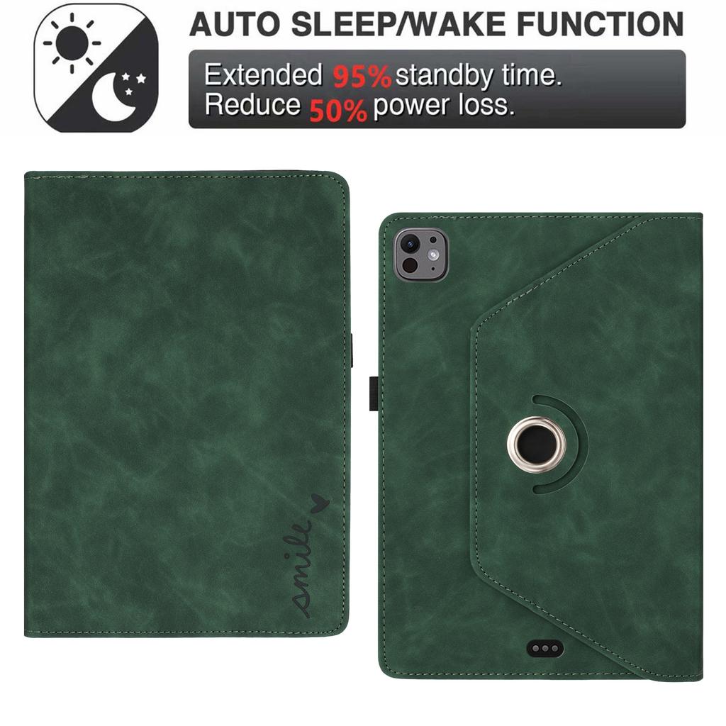 Tablet Case For iPad Air 11 (2025)/(2024)/Air (2022)/(2020) Rotating Stand Card Holder Smile Imprinted Microfiber Leather Cover