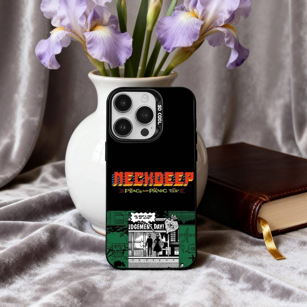 Pop-rock N-Neck D-Deep Band Phone Case For iPhone17,16,15,14,13,12,11 Plus,Pro Max Black Candy Silver Plated Cover