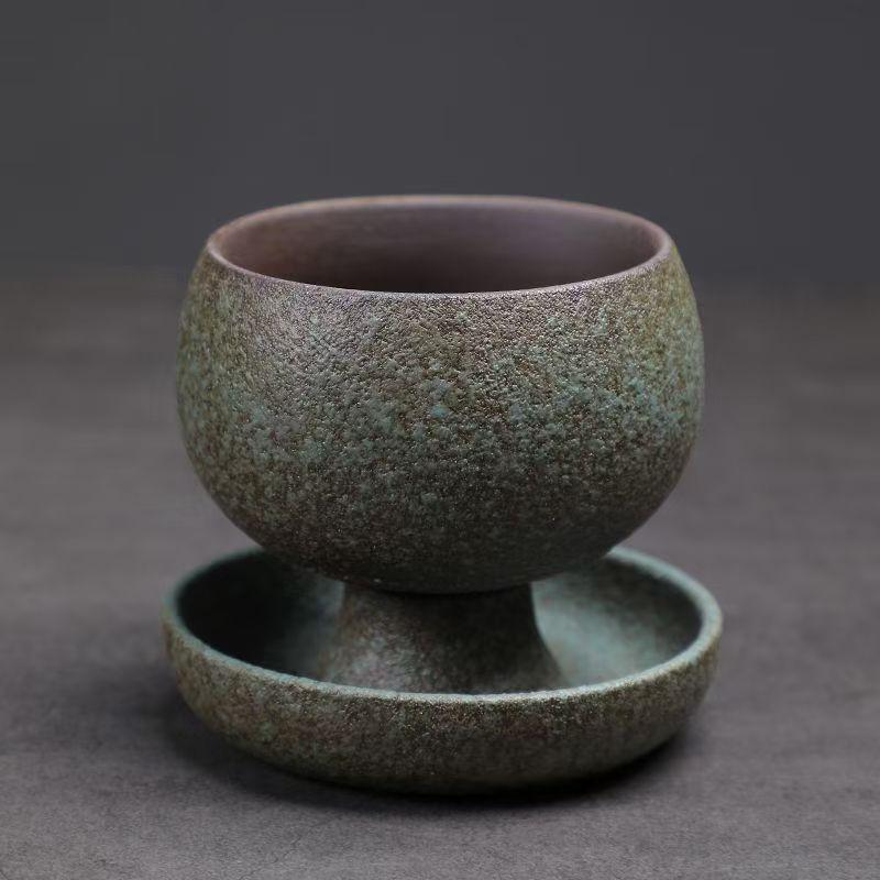 Keqi Retro Handcrafted Ceramic Coffee Cup & Saucer Set for Home & Office Tea