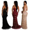 Evening Gown Fashion Party Gowns Women's Solid Sequins Sexy Halter Long Dress