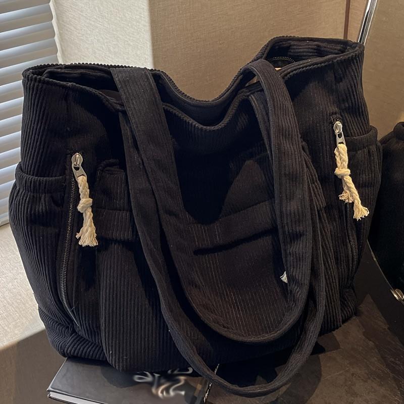 New corduroy multi-pocket shoulder bag