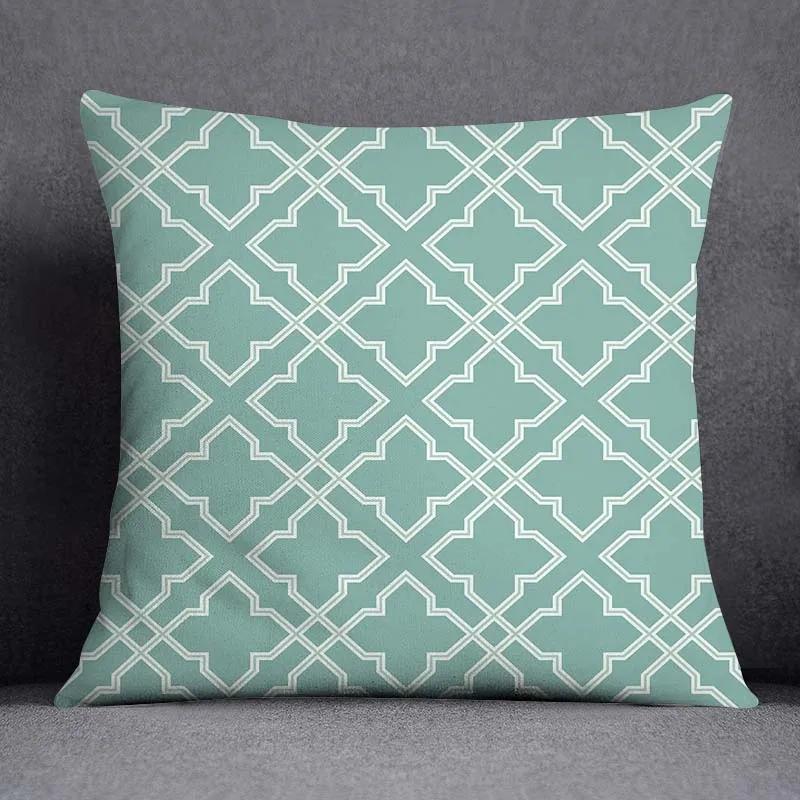 Fresh Green Simple Geometric Pillow Cover Living Room Sofa Office Seat Car Waist Cushion Cushion Cover Home Decoration