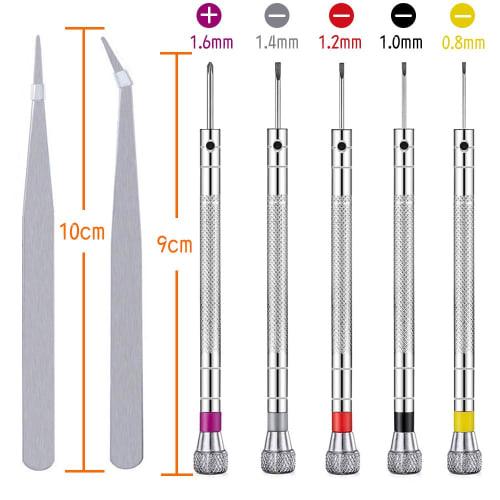 Precision Screwdriver, Watchmaker's Screwdriver, Precision Flathead Screwdriver, Ultra-Fine Tweezers, Watch Tool Kit, Watch Battery Replacement, Compu