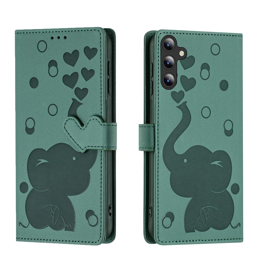 Cartoon Elephant Magnetic Cards Solt Wallet Flip Case For Samsung S25 Ultra S24 Plus S23 S22 A16 A26 A36 Stand Book Pocket Cover