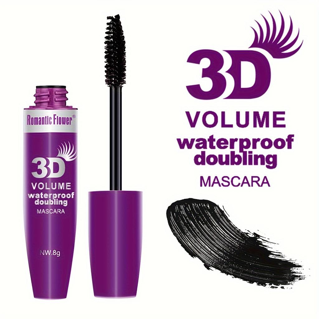 Black Mascara Long Lash Silk Fiber Mascara 3D Volume Long Lasting Eyelash Lengthening Thick Curling Natural Smudge Proof Mascara