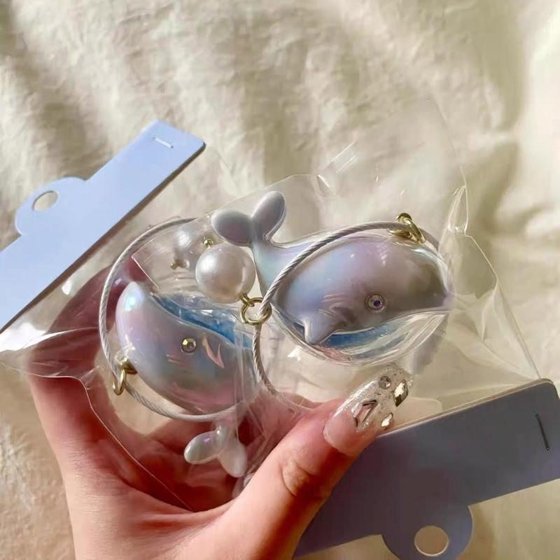 Whale Keychain Marine Life Animal Keychains for Car Bag Keyring Personality Key Chain Charm Jewelry Valentines Day Gift