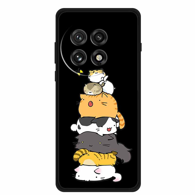 Black Silicone Case For OnePlus 13 5G Case Cartoon Cat Soft Back Cover For OnePlus Ace5 5G Ace 5 Pro 13R Phone Case Shell Coque