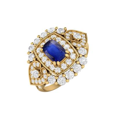 6x4MM Kissenblauer Saphir Edelstein 925 Sterling Silber Gold Platinert Solitär Halo Damen Verlobungsring