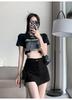Irregular Denim Skort for Women - Slimming Lace-up A-line with Drawstring