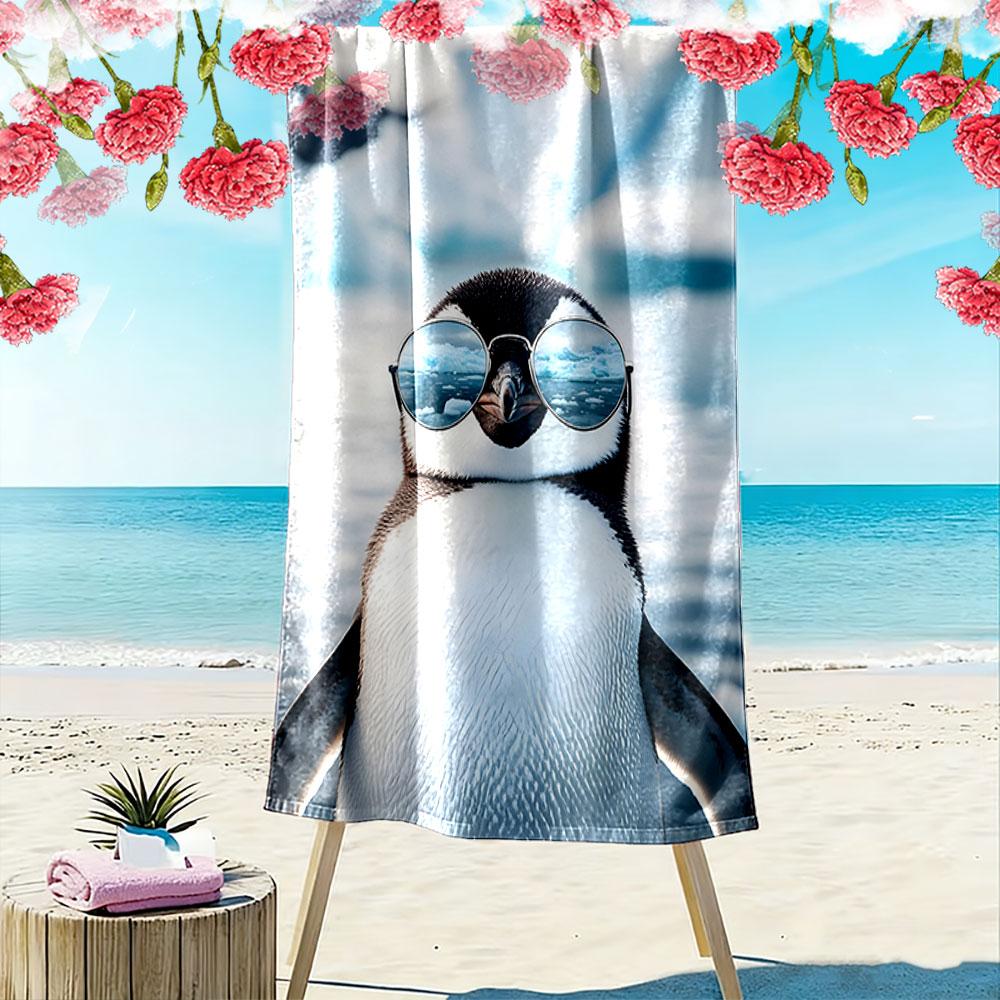 Cool penguin vibes Print beach towel, quick drying, suitable for travel, outdoor sports, jogging, the beach and swimming, gift