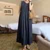 Summer Round Neck Pleated Sleeveless Vest Dress