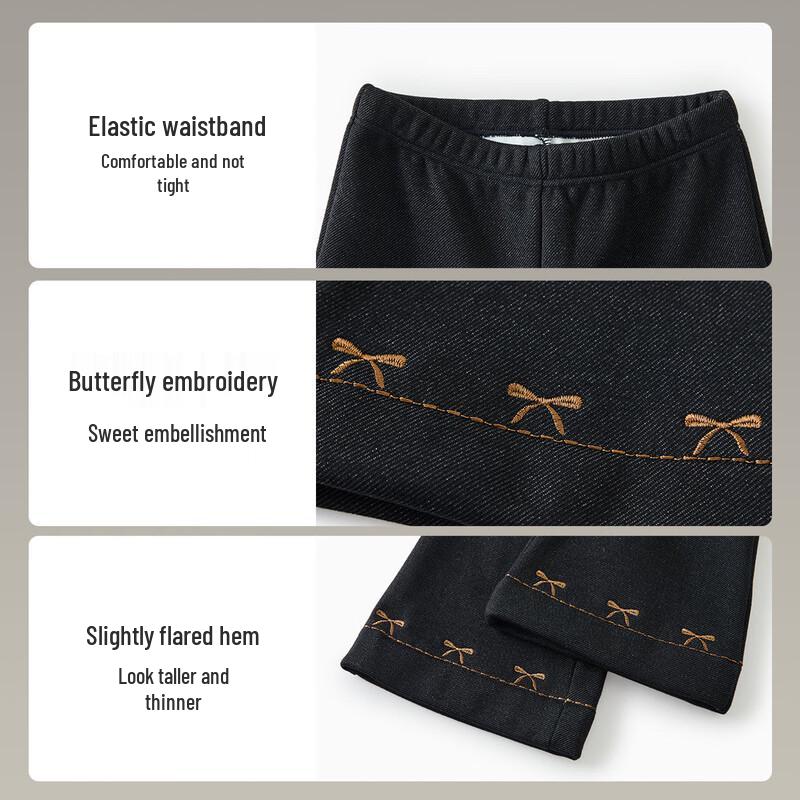 ASK JUNIOR Girls' Fleece-Lined Winter Flare Trousers with Bow Detail