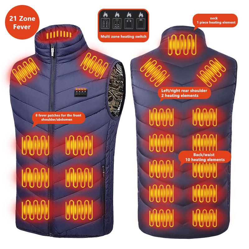 New Men'S Casual Stand Up Collar Outdoor Warm Electric Vest Winter Usb Port Intelligent Heating Sleeveless Coat(No Power Bank)