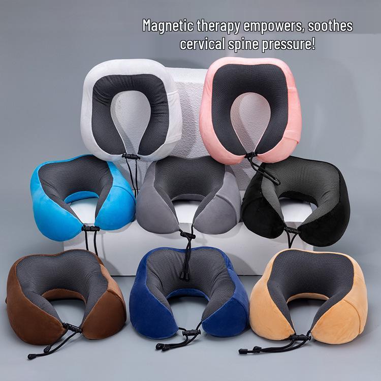 Custom U-Shaped Memory Foam Neck Pillow with Embroidered Logo for Promotion and Gift