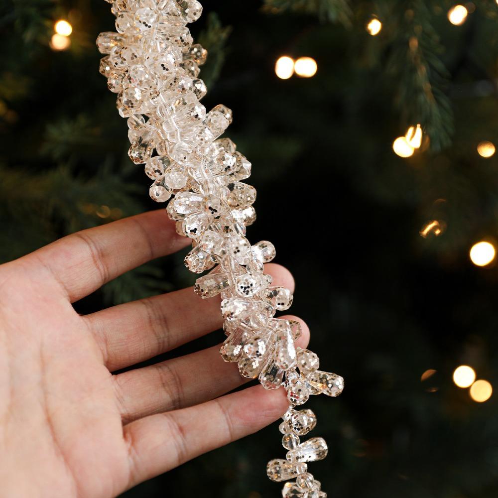 Christmas Tree Pendants Glitter Transparent Acrylic Beads Drop Pendant Petal Beading Ornaments Home Xmas Party DIY Decoration