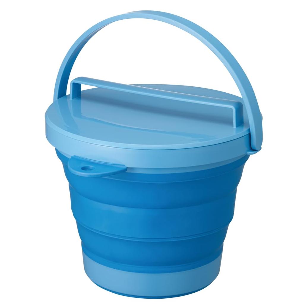 ISETO Folding Bucket Soft Bucket Blue 8L Width x Depth x Height Made in Japan Heat Resistant to Disaster Prevention Folding Bucket Washing Machine