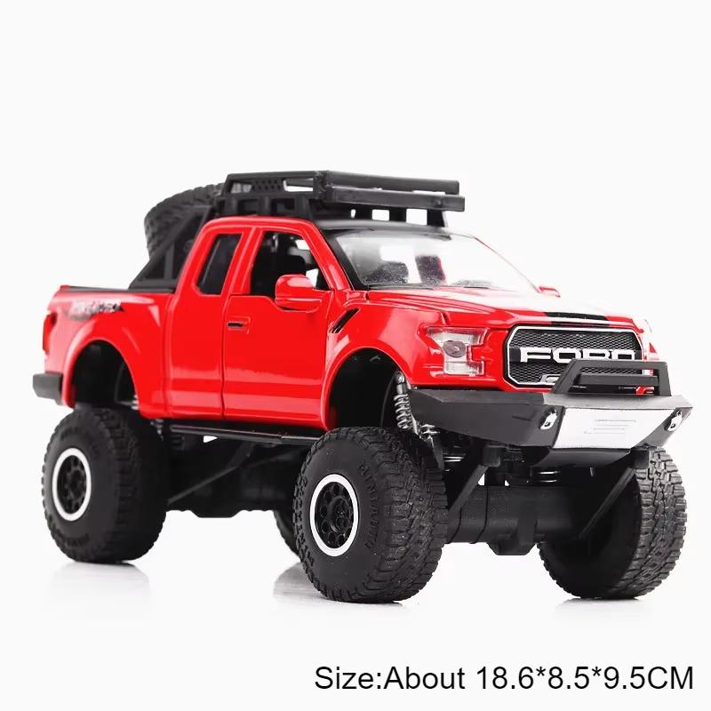 1:32 Scale Raptor F-150 BigFoot Pickup Car Model Toy Pull Back Sound&Light Off Road Truck Models Collection Gifts For Kids