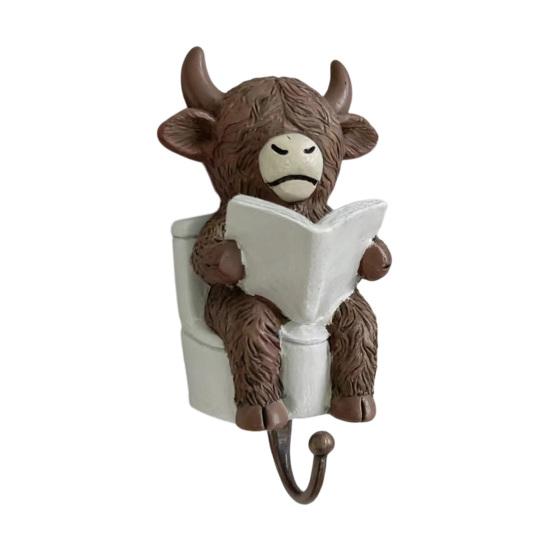 Highland Cattle Hook, Waterproof Resin Bathroom Wall Hook, Home Decorative Storage Hook, for Towels Keys Small Clothes