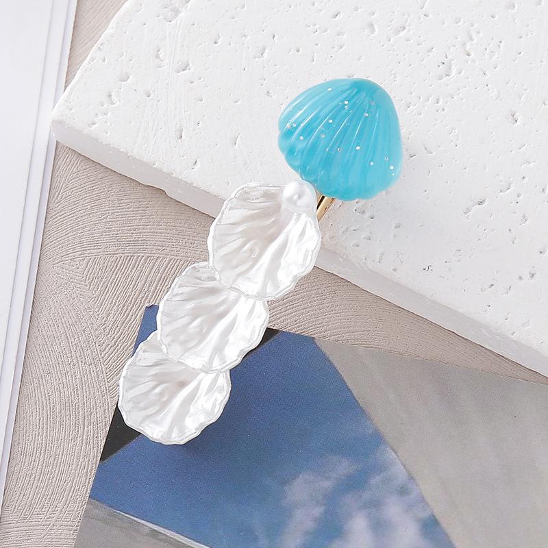 New style cream shell starfish knot hair clip female forest sweet and simple girl heart cute duckbill clip