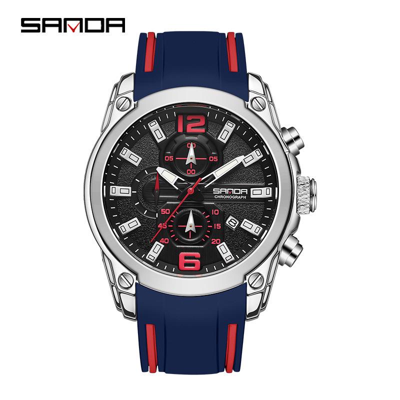 Sanda Men s Luminous Quartz Watch with Calendar  Three Sub-dials