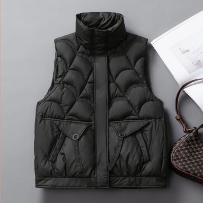 Wind Down Cotton Vest Women's Autumn and Winter Stand-up Collar Thickened Short Sleeveless Cotton Vest Women's Jacket Tide