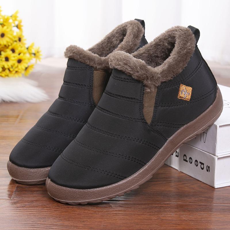 Source Waterproof Snow Boots Women's Winter Warm Velvet Short Boots Cotton Shoes New Thickened Flat-bottomed Non-slip Women's Shoes