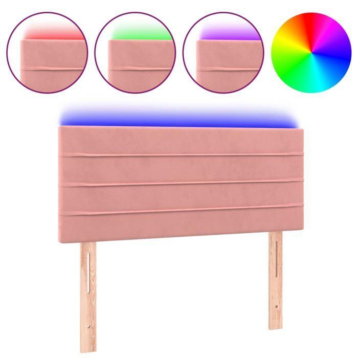 VidaXL Tête de Lit à LED Meuble de Chambre à Coucher Accessoire de Lit Simple Tête de Cadre de Lit Intérieur Rose 90x5x78/88 3121793