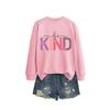Womens Oversized Cotton Hoodie With Be Kind Cutout Letter Print Fall Winter Casual Sweatshirt