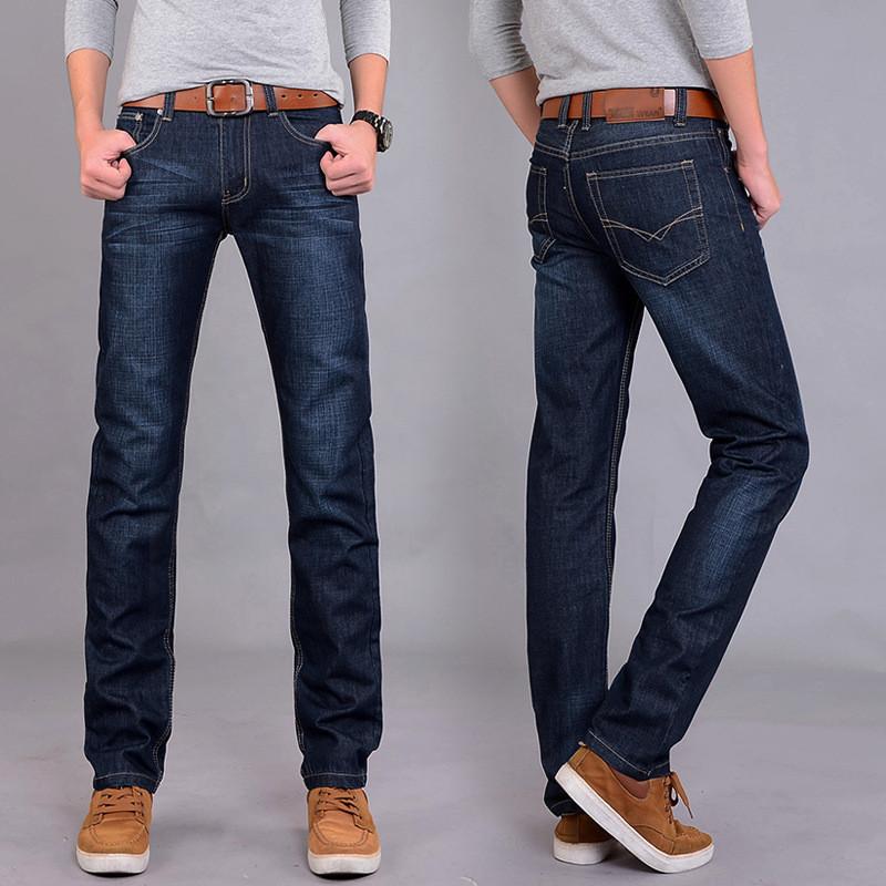 Men's Straight-Leg Slim-Fit Jeans Youthful and Trendy Mid-Rise Fashionable Men's Long Trousers