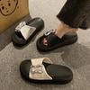 Fashion 2025 Summer New Woman Round Flat Shoes Comfort Thick Bottom Women Slippers Simple Versatile Women's Sandals Sandalias De Mujer