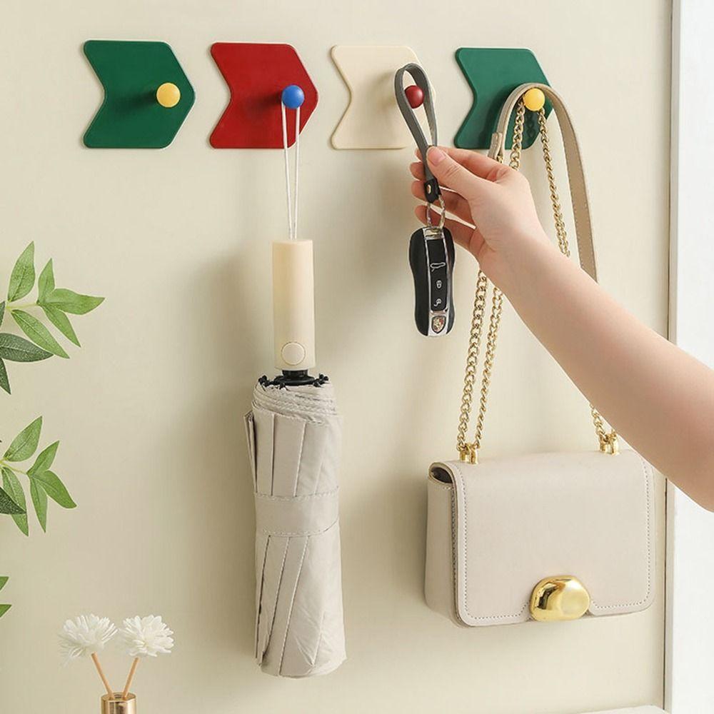 

3Pcs Colorful Key Holder Plastic Sticky Hooks Creative Arrow Shaped Wall Hooks Bathroom