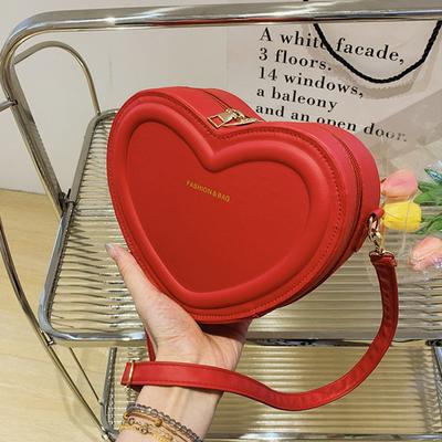 Heißer Verkauf Herzform Umhängetaschen für Frauen solide Pu Leder Schultertaschen Mode Handtaschen