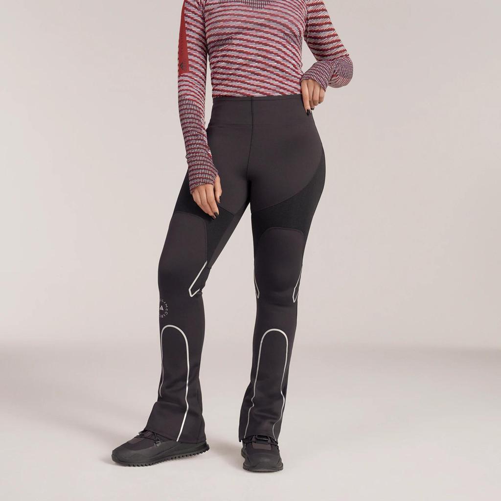 adidas Stella McCartney Knitmix Legginsy Damskie w Jednolitym Kolorze z Nadrukiem Logo Czarne HM8170