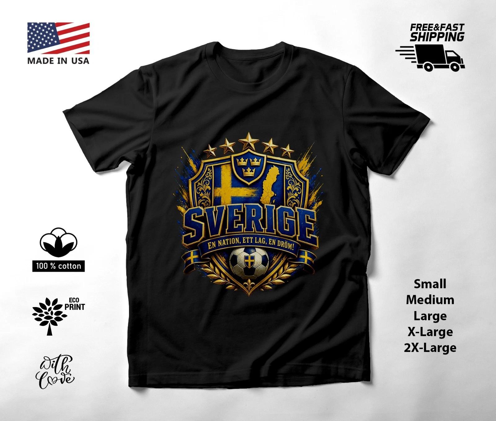 SWEDEN - NEW World Cup 2026 Football Soccer Fans Black T-Shirt Tee Shirt XL