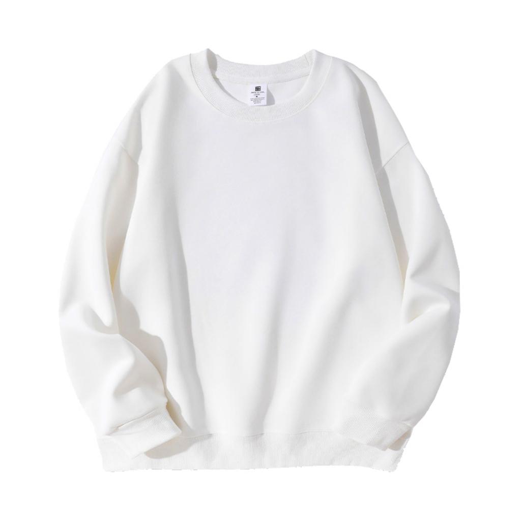 Men's And Women's Solid-color Casual Round-neck Long-sleeved Top, Men's Fitted Thickened Cotton Sweatshirt Base Layer Top