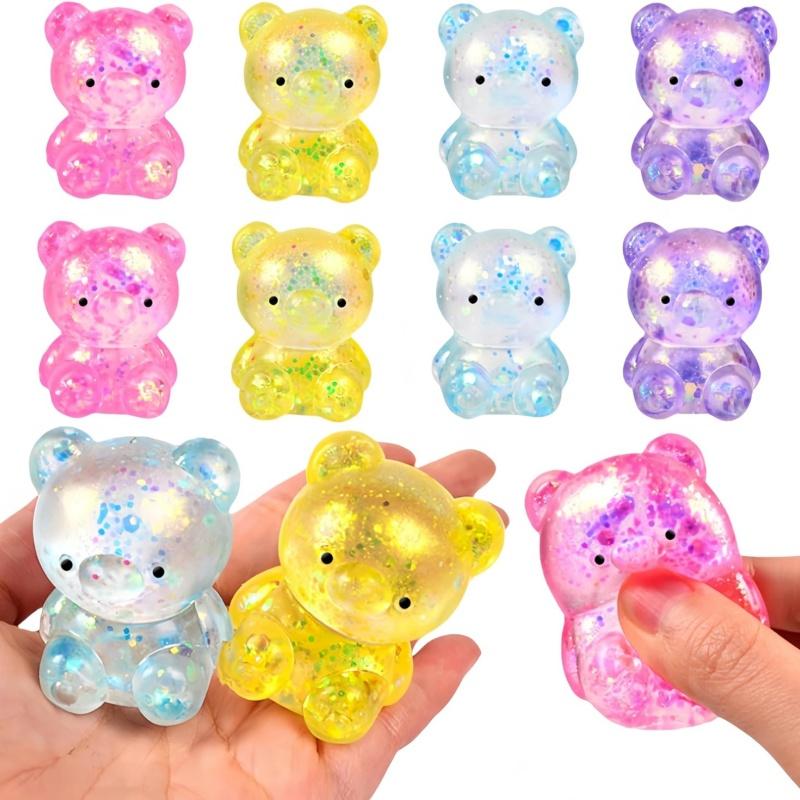 

Bear Squishy Toys Glitter Stress Balls For Anxiety Relaxation Adorable Animal Squishies Fidget Toys For Kids Party Favors Gifts DP1511-
