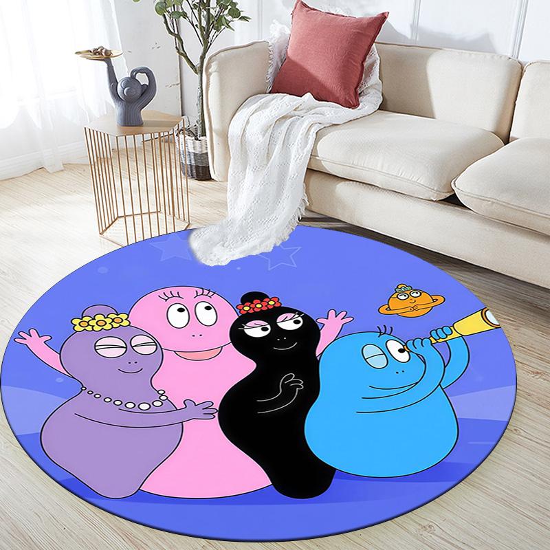 Barbapapa2 Round Area Rug,Carpet Rug for Living Room Bedroom Sofa Playroom Decor,Non-slip Floor Mat