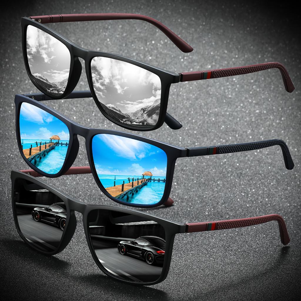 2/3PCS NEW Square Polarized Sunglasses Anti Glare Sun Shades For Summer Party Vacation Travel Driving Fishing UV400