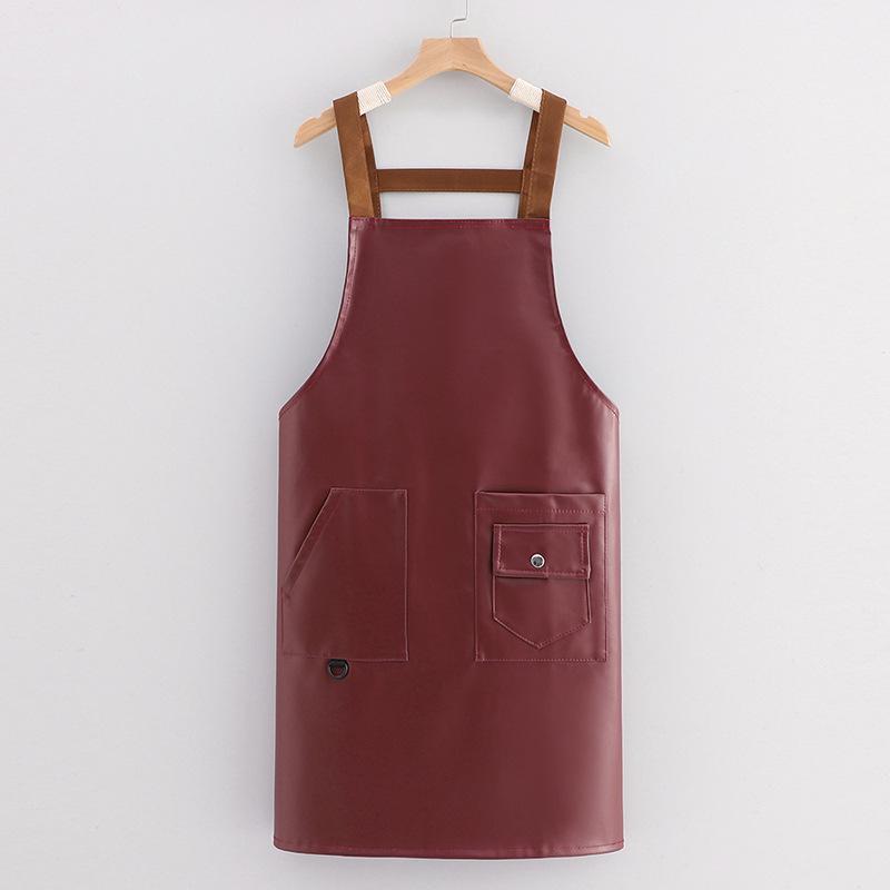 2025 New Style PU Soft Leather Waterproof Oil-Proof Kitchen Apron with Custom Logo - Unisex