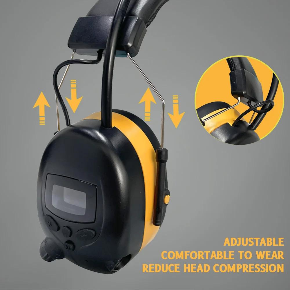 Upgraded Bluetooth 5.3 Hearing Protection Headphones with FM/AM Radio 25dB NRR Safety Earmuffs for Mowing, Workshops