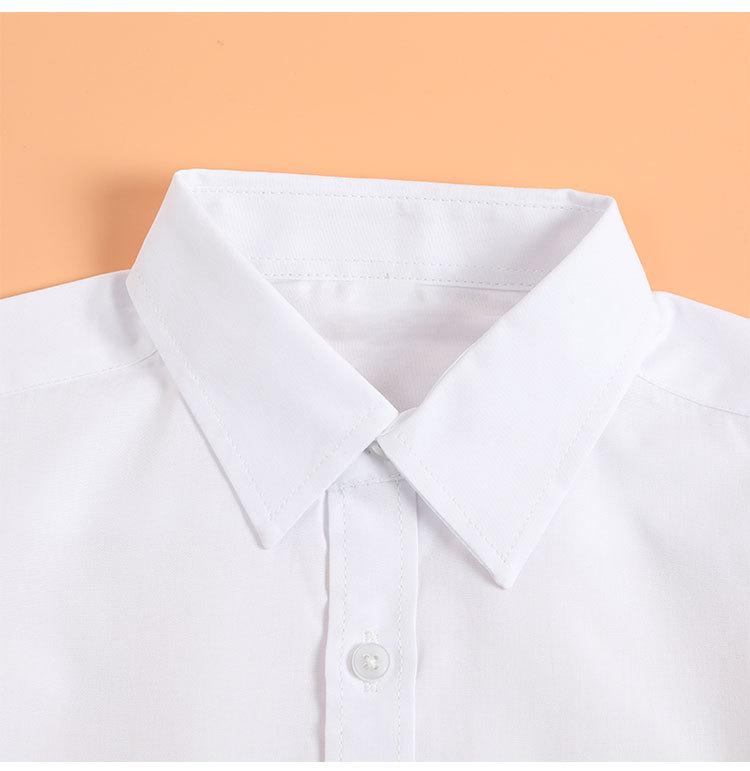 Boys' Blue Short-Sleeve School Uniform Shirt - Thin, Pure Cotton Summer Formal Wear for Middle & Big Kids