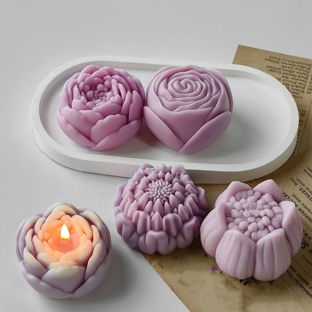 DIY Crafts and Handmade Soap Making Mold Flexible Flower Shape Candle Silicone Molds For DIY Crafts And Home Decoration