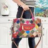 Style Sub-Leather Women'S Bag Handbag Colored Cowhide Rhombus Splicing Shoulder Messenger Bag Casual Big Bag