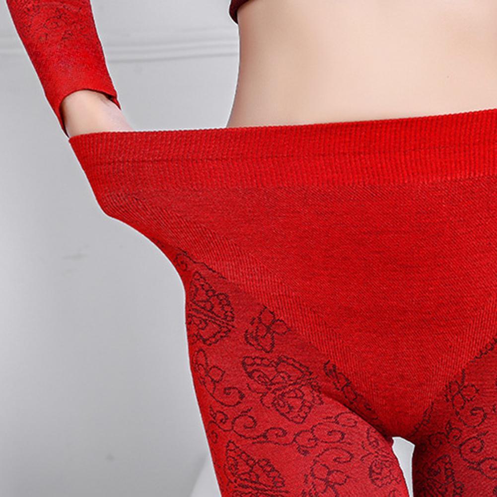 2Pcs Women Winter O Neck Top Long Pants Thermal Underwear Shaper Sleepwear Set EMA