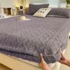 Plush Embossed Bedding with Mattress Protector, Simple Pattern Fitted Sheet, Single/Queen/King Mattress Cover Sábanas Para Cama