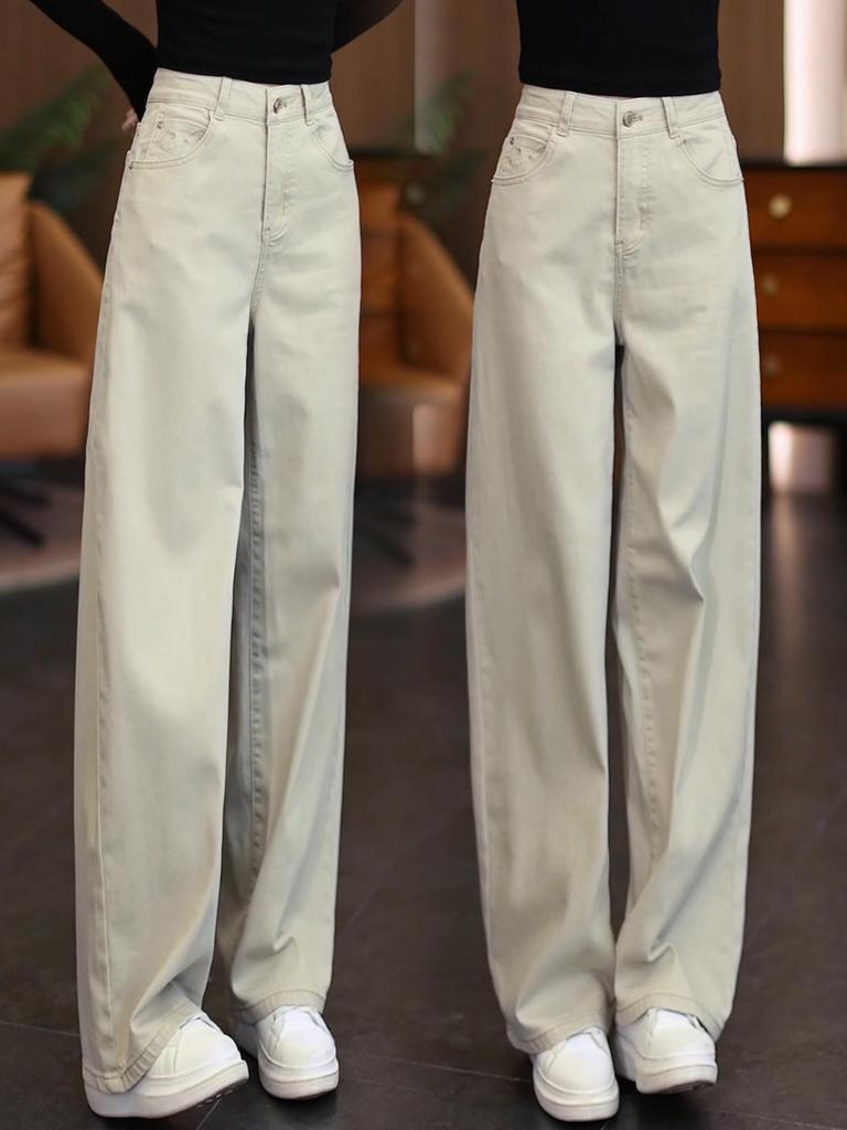 Chic High-Waisted Wide-Leg Jeans for Women - New Spring Arrival: Versatile, Loose, and Slimming Straight-Leg Banana Pants