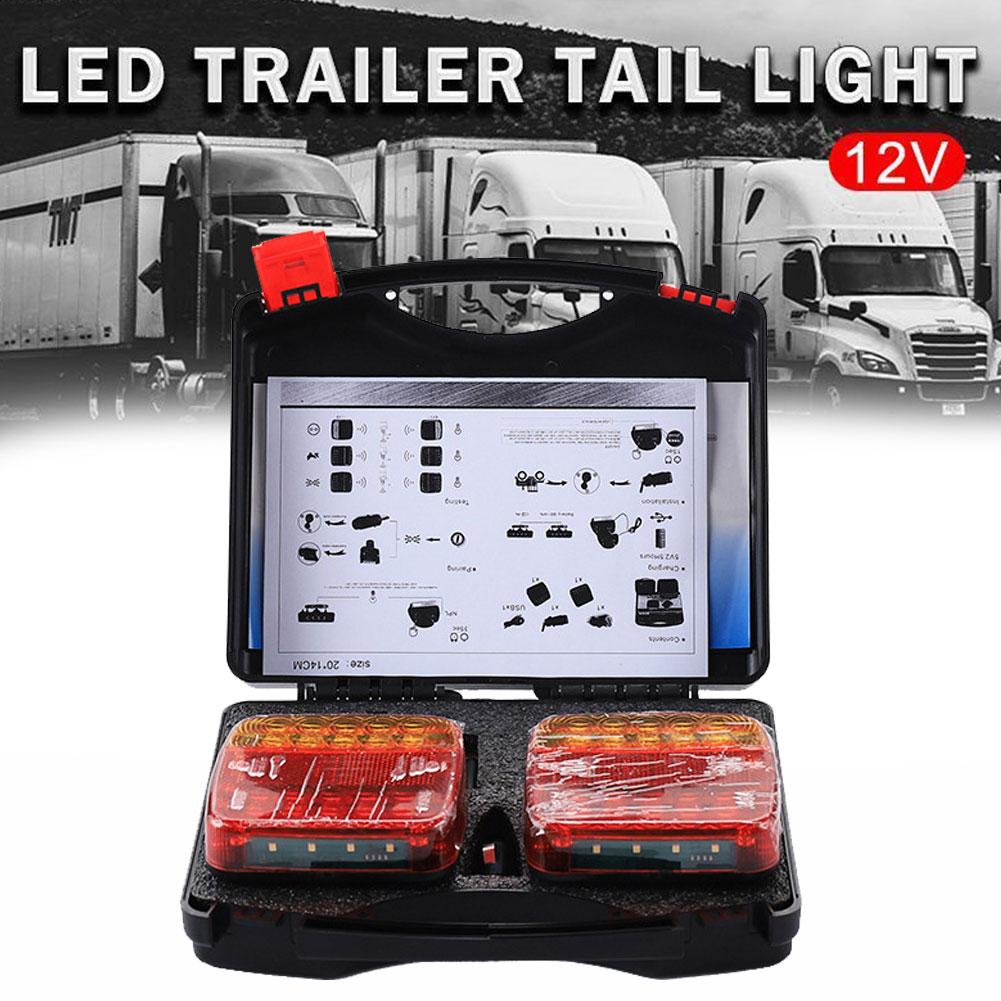 2pcs Wireless Magnetic LED Truck Trailer Tail Light Brake Light